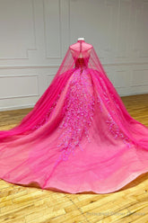 Vintage Ball Gown Sweetheart Pink Lace Appliques Tulle Long Quinceanera Dresses
